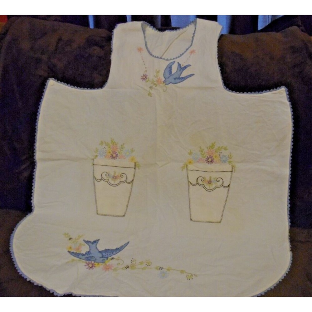 Antique Hand made Applique Embroidered  Apron